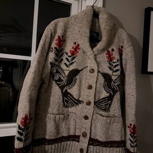 Sundance catalog Nepali wool/fleece lined button up sweater jacket